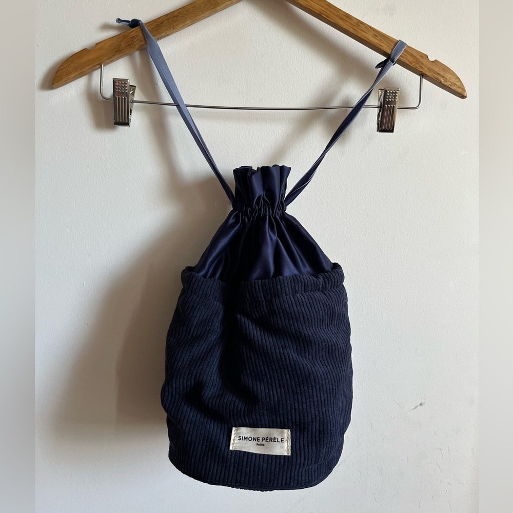 Simone Perele Dark Blue Corduroy Drawstring Bag
